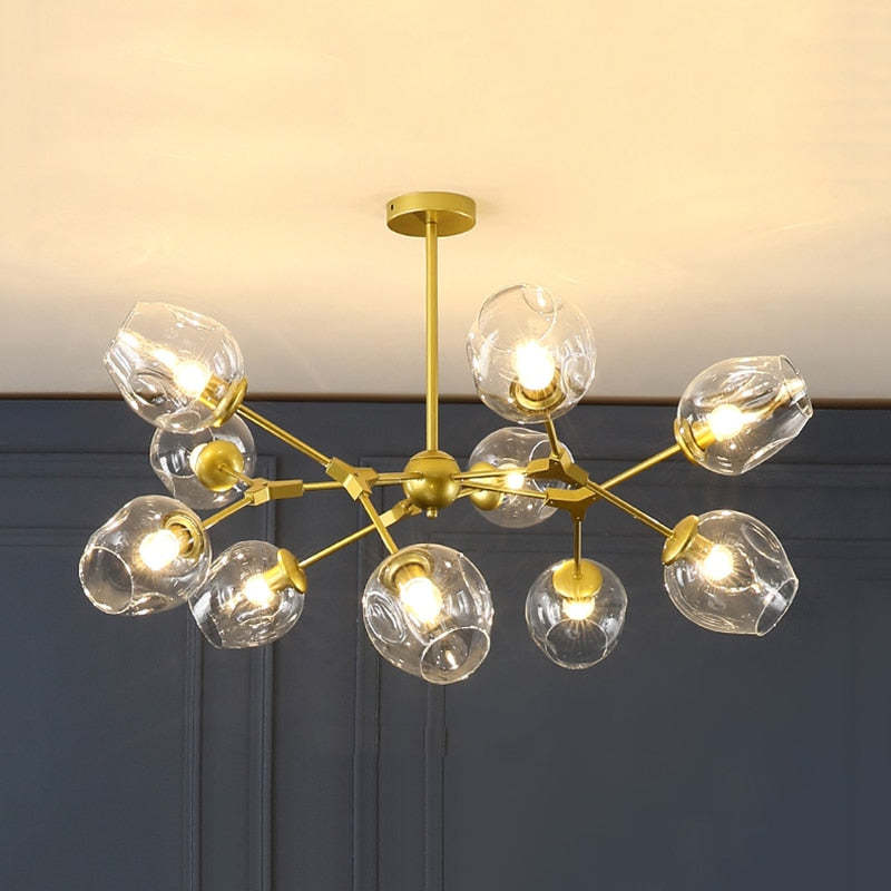 Valentina Moderne Bubbel LED Hanglamp Metaal/Glas Zwart/Goud Woonkamer/Slaapkamer