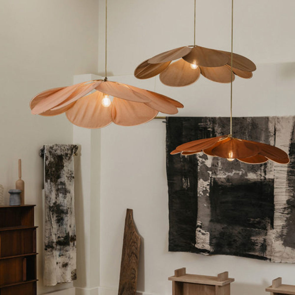 Renée Design Bloem LED Hanglamp Metaal/Stof Wit/Bruin Slaap/Woon/Eetkamer