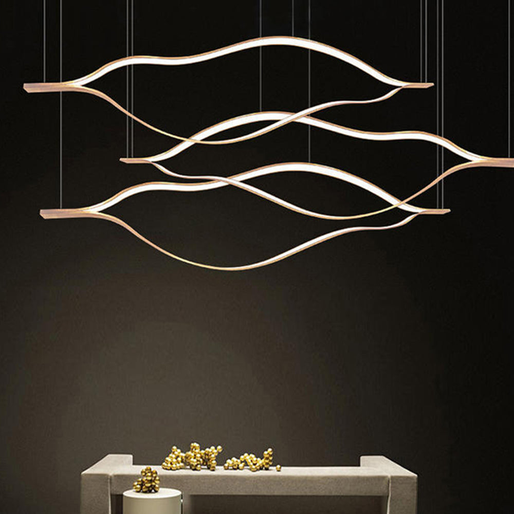 Edge Moderne Wave LED Hanglamp Goud Metaal Slaapkamer