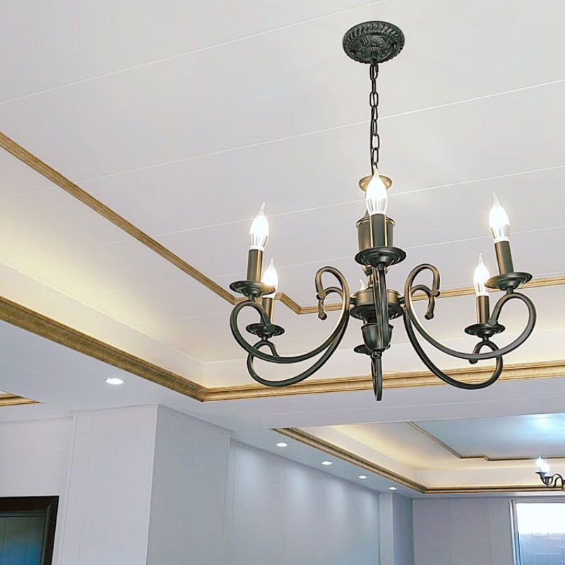 Silva Vintage Kaarsen Kroonluchter Zwart Metaal Slaapkamer/Woonkamer