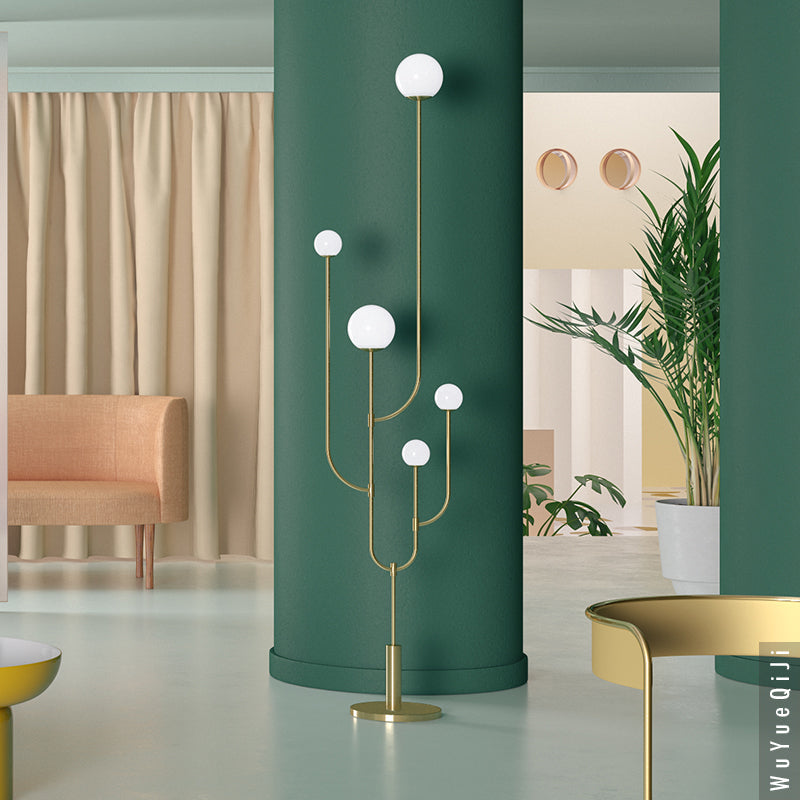 Valentina Moderne Design LED Unieke Cactus Vloerlamp Metaal Glas Wit Slaapkamer/Woonkamer