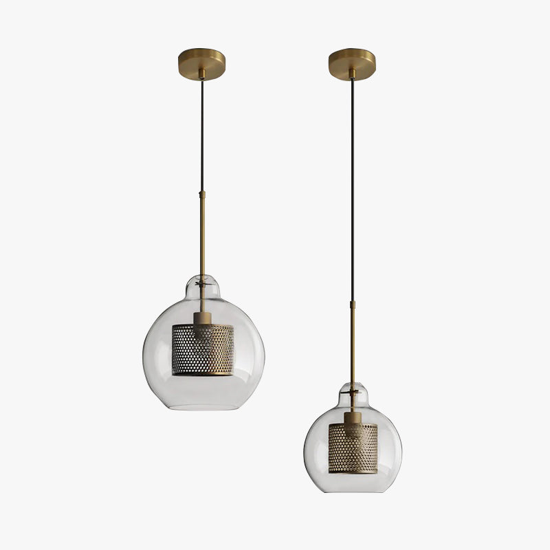 Oneal Retro Ronde LED Hanglampen Gouden Metaal Glas Woonkamer
