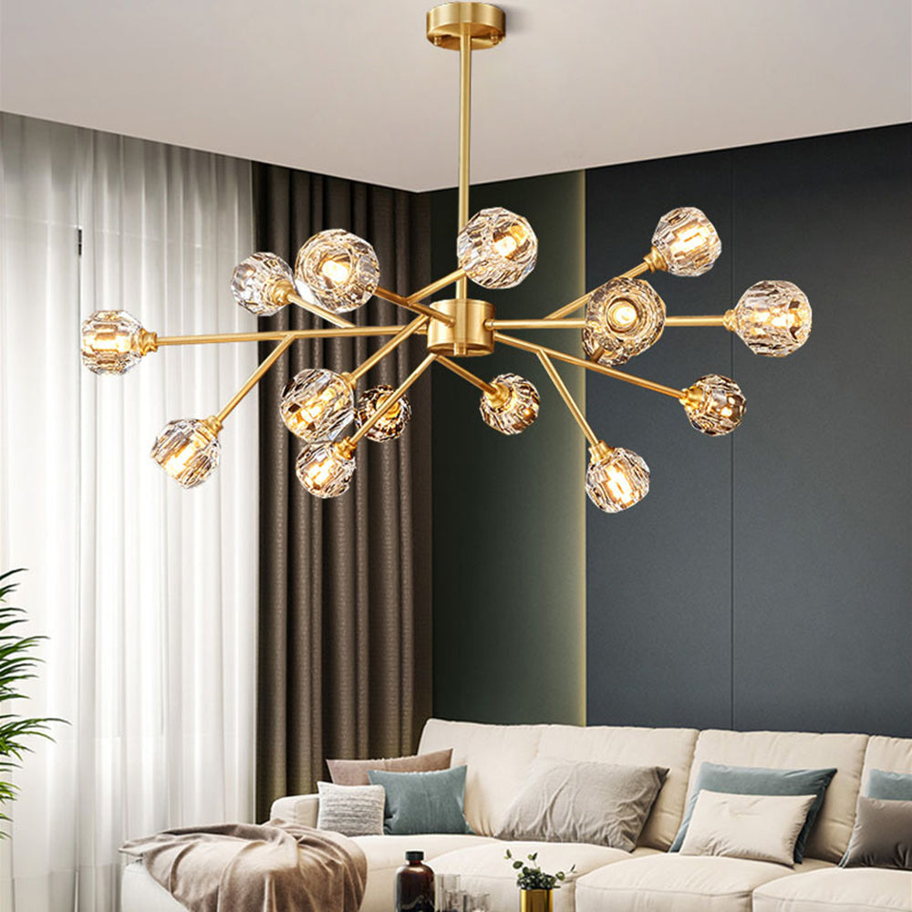 Valentina Moderne Design LED Hanglamp Geblazen Metaal/Kristal Goud Slaap/Eetkamer