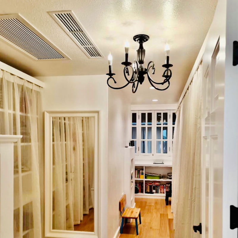 Silva Vintage Kaarsen Kroonluchter Zwart Metaal Slaapkamer/Woonkamer