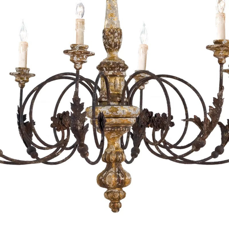 Silva Grote Retro Creatieve Kroonluchter Bruin Hout Metaal Woonkamer