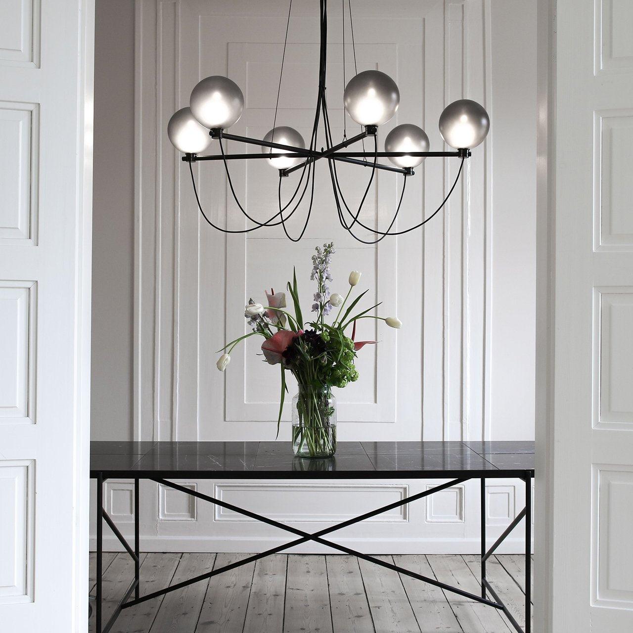 Valentina Scandinavisch Moderne Glazen Bol Kroonluchter Rookgrijs/Blauw Woon/Slaap/Eetkamer