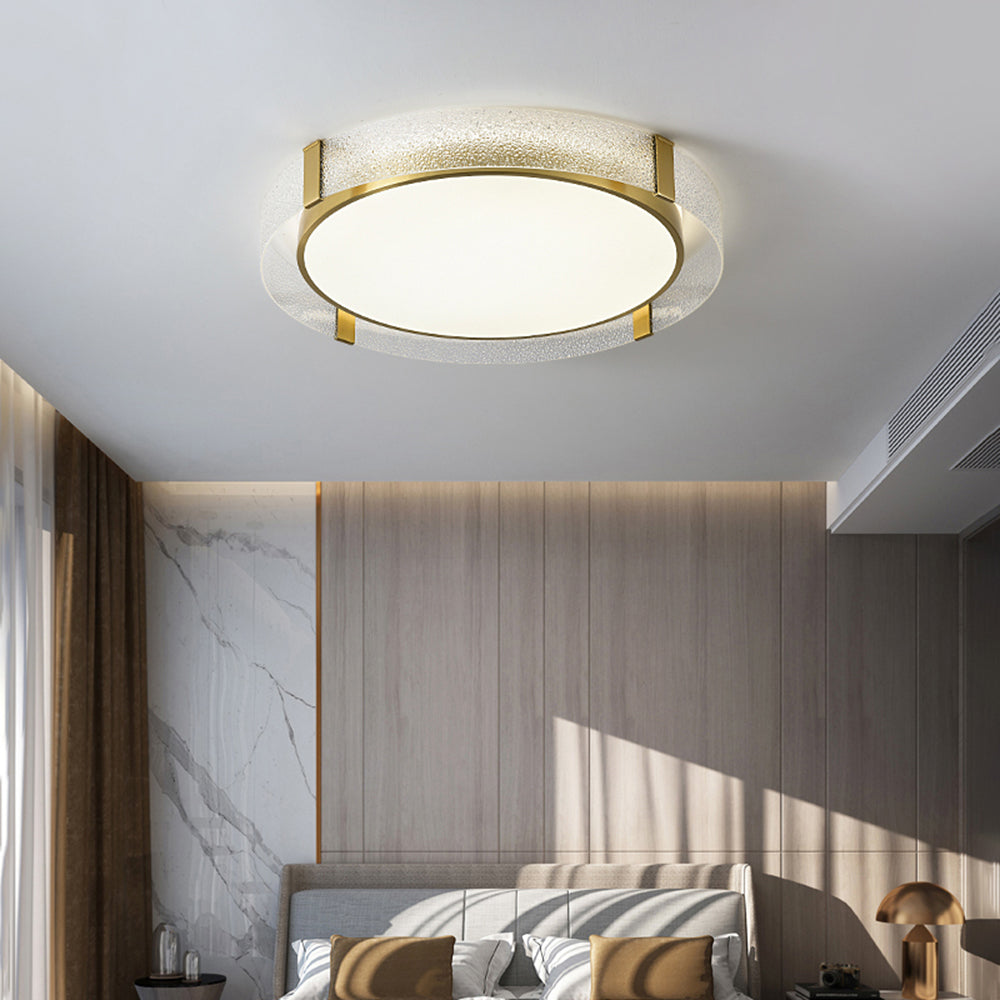 Quinn Moderne Ronde LED Plafondlamp Metaal/Glas Goud/Transparant Slaapkamer