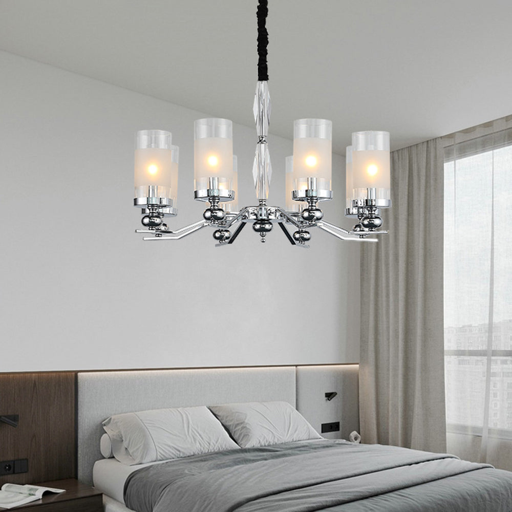 Alessio Retro Design Hanglamp/wandlamp Zilveren Metaal/Glazen Woonkamer