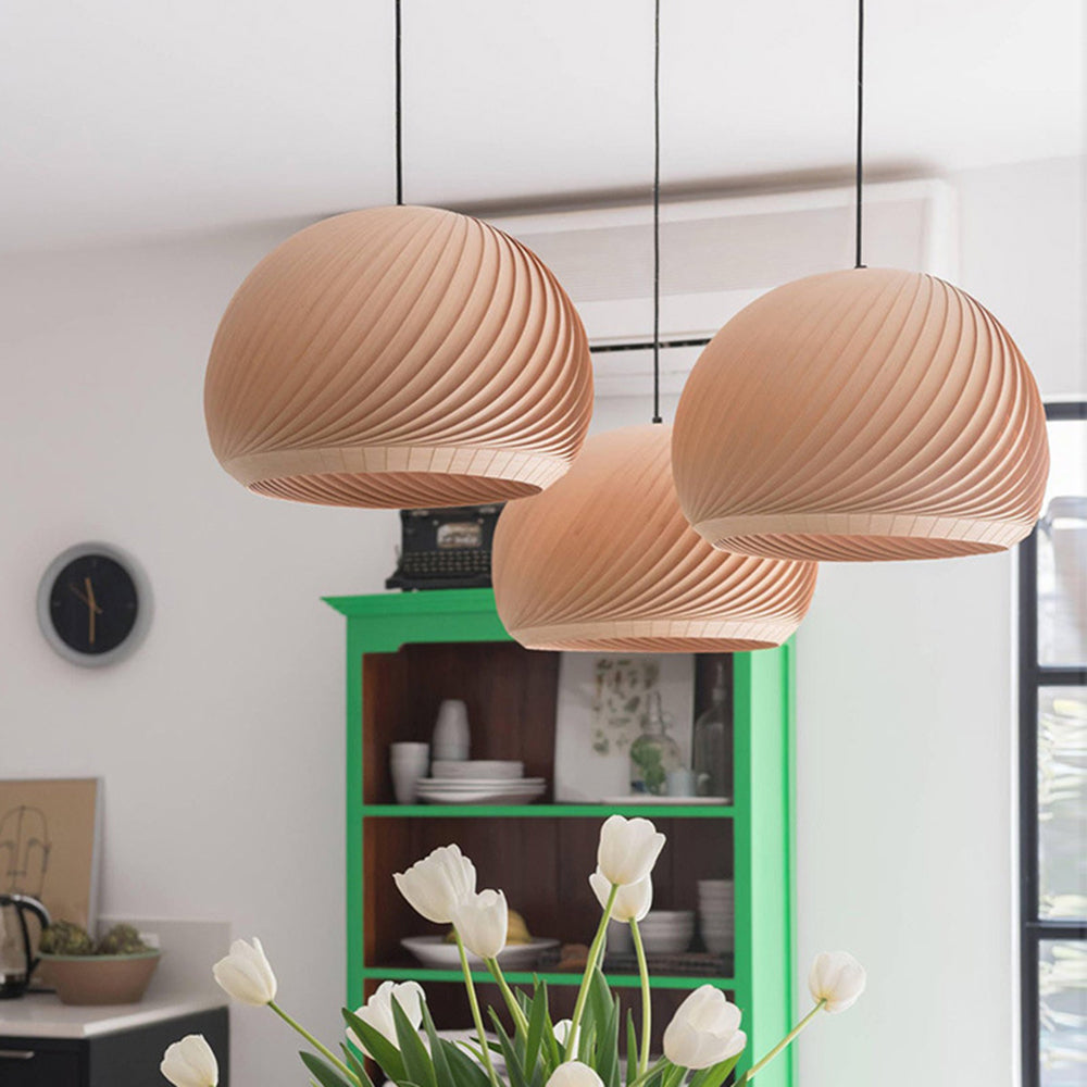 Ozawa Moderne LED Ronde Hanglamp Metaal/Hout Bruin/Hout Slaap/Woon/Eetkamer