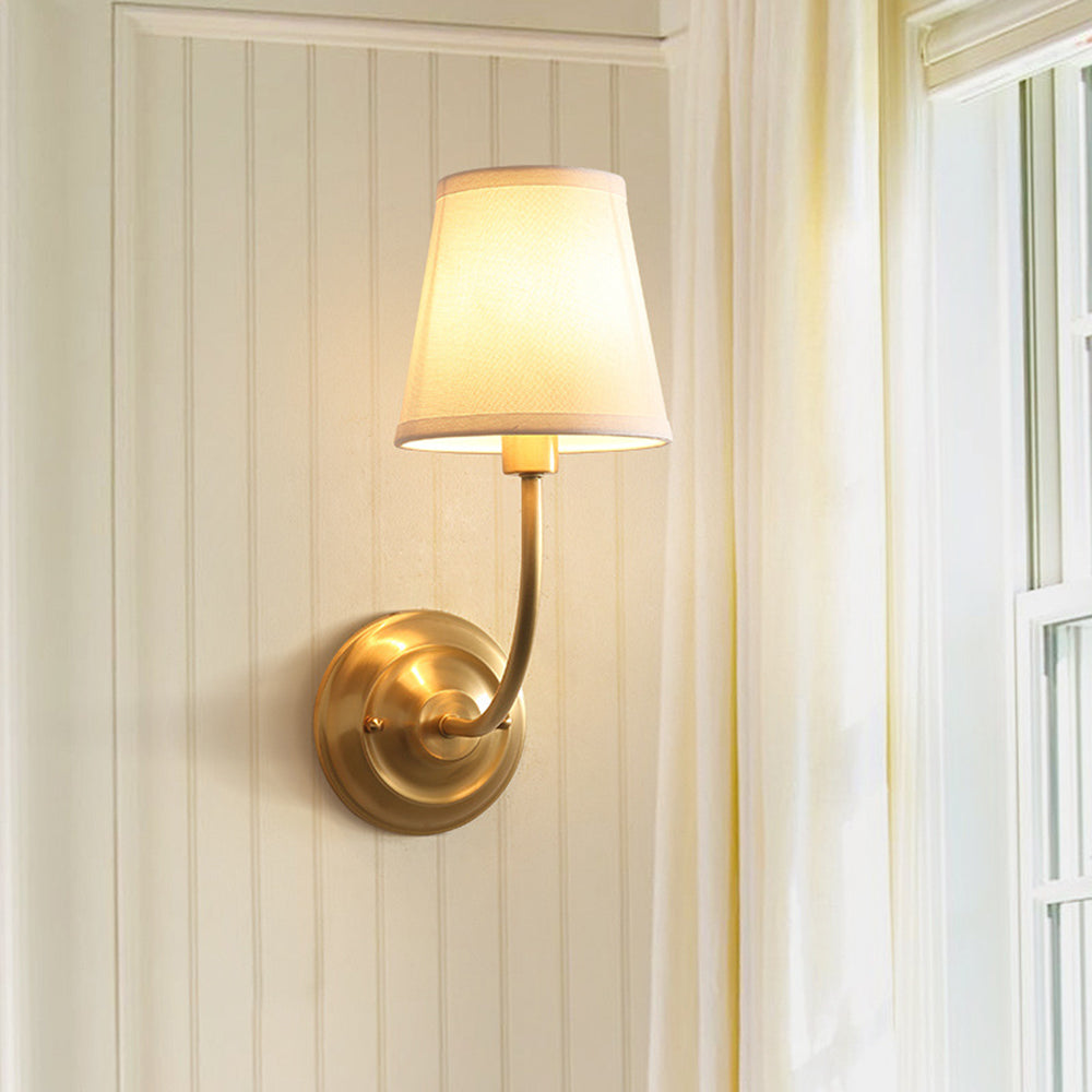Alessio Vintage Rustic Lantern Metal/Fabric LED Wall Lamp, Gold
