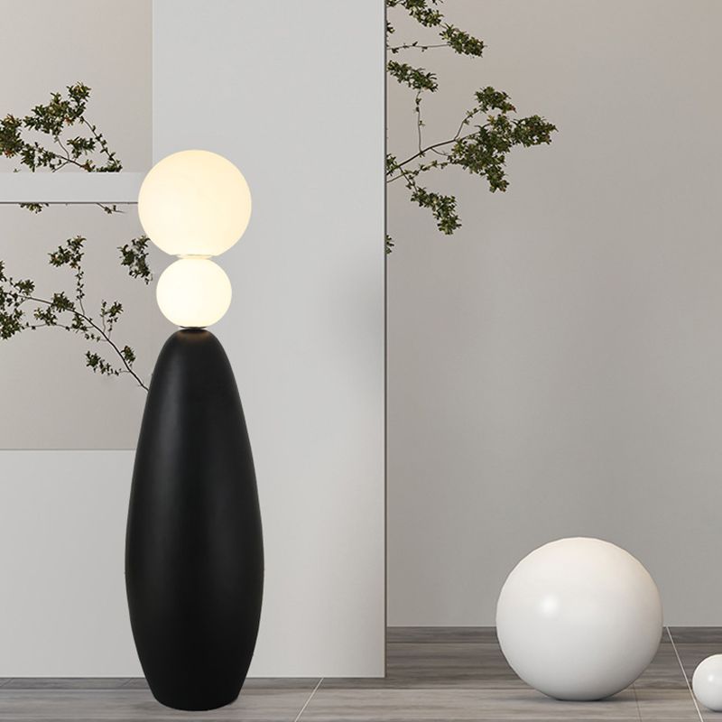 Valentina Moderne Design LED Balvormige Vloerlamp Hars/Glas Zwart/Wit Eetkamer/Woonkamer/Kelder/Hal