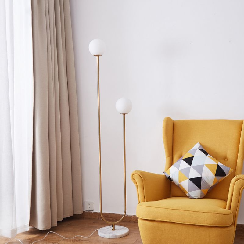 Valentina Moderne U-vormige Vloerlamp Metaal/Glas Goud Slaapkamer/Woonkamer