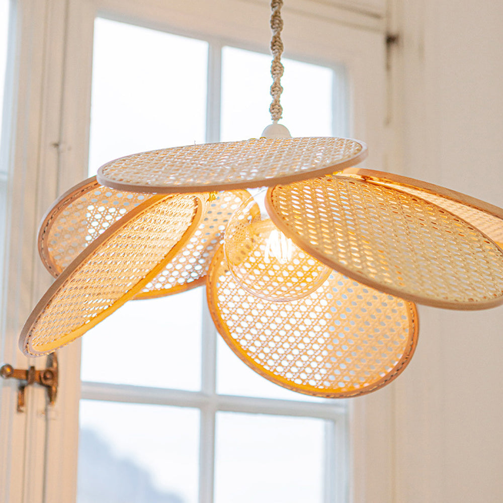 Ritta Franse Landelijke Rotan Weef Hanglamp Hout Slaapkamer