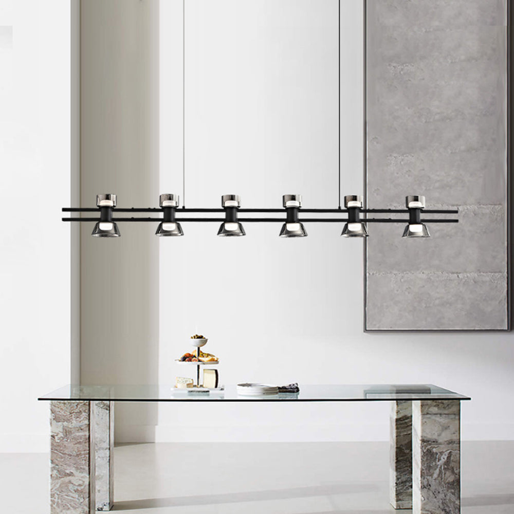Evette Moderne Design Lineaire Hanglamp Metalen/Glas Zwart/Goud Eetkamer