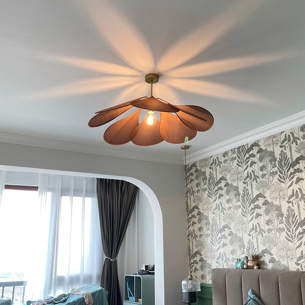Renée Design Bloem LED Hanglamp Metaal/Stof Wit/Bruin Slaap/Woon/Eetkamer