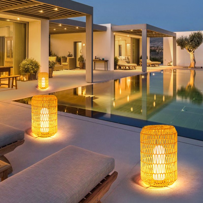 Ritta Vintage Design LED Buitenlamp Lantaarnvorm Rattan Buiten