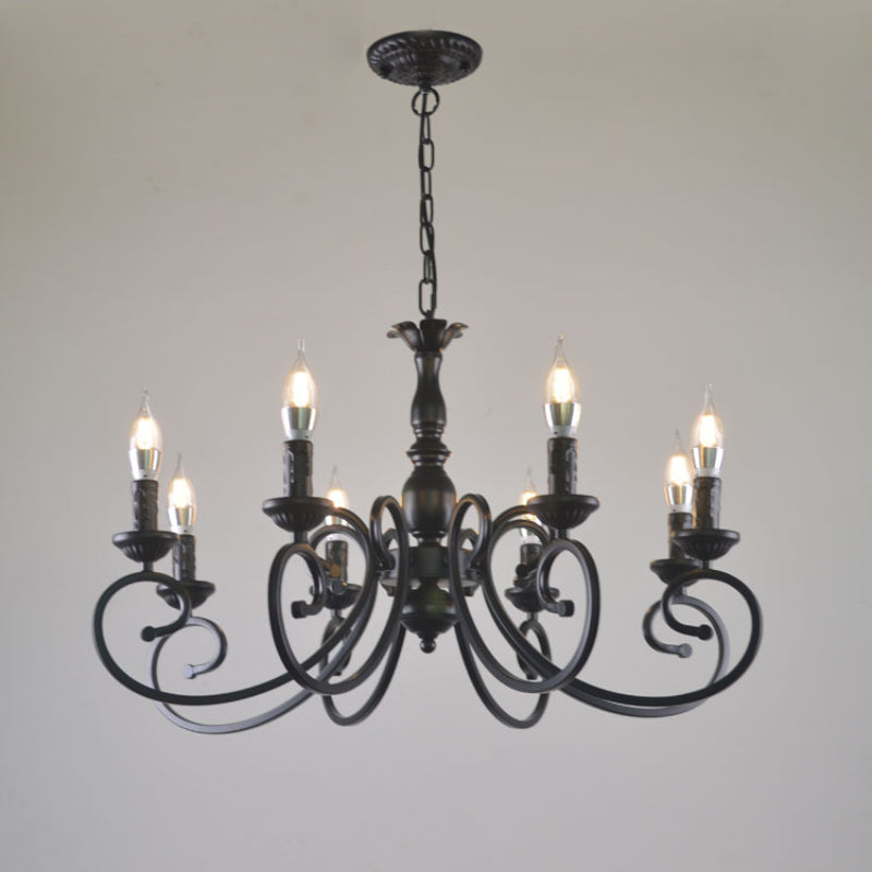 Silva Vintage Kaarsen Kroonluchter Zwart Metaal Slaapkamer/Woonkamer