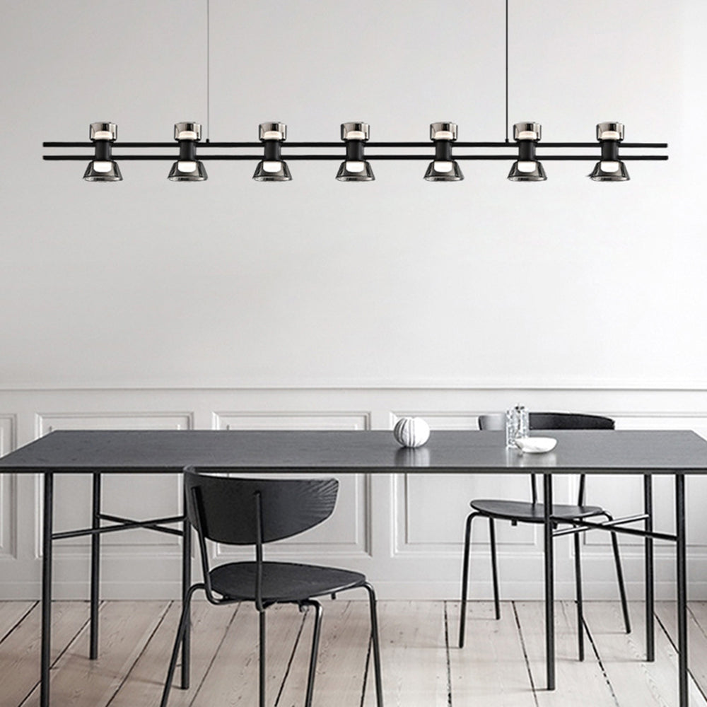 Evette Moderne Design Lineaire Hanglamp Metalen/Glas Zwart/Goud Eetkamer