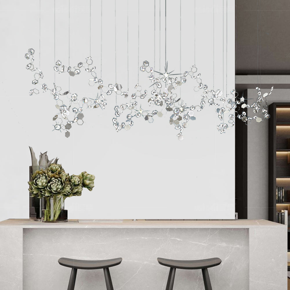Olivia Moderne Bladkristallen Kroonluchter Zilver Metaal/Kristal Woon/Slaap/Eetkamer