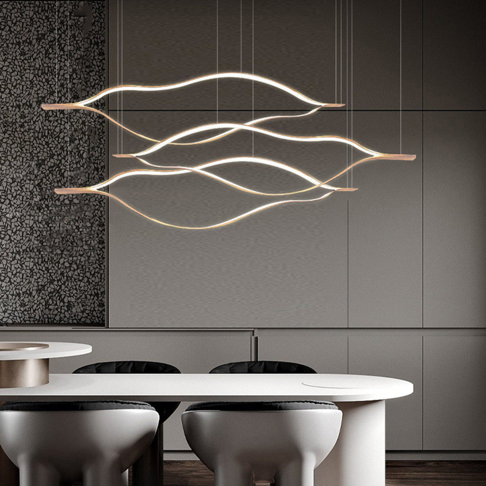 Edge Moderne Wave LED Hanglamp Goud Metaal Slaapkamer