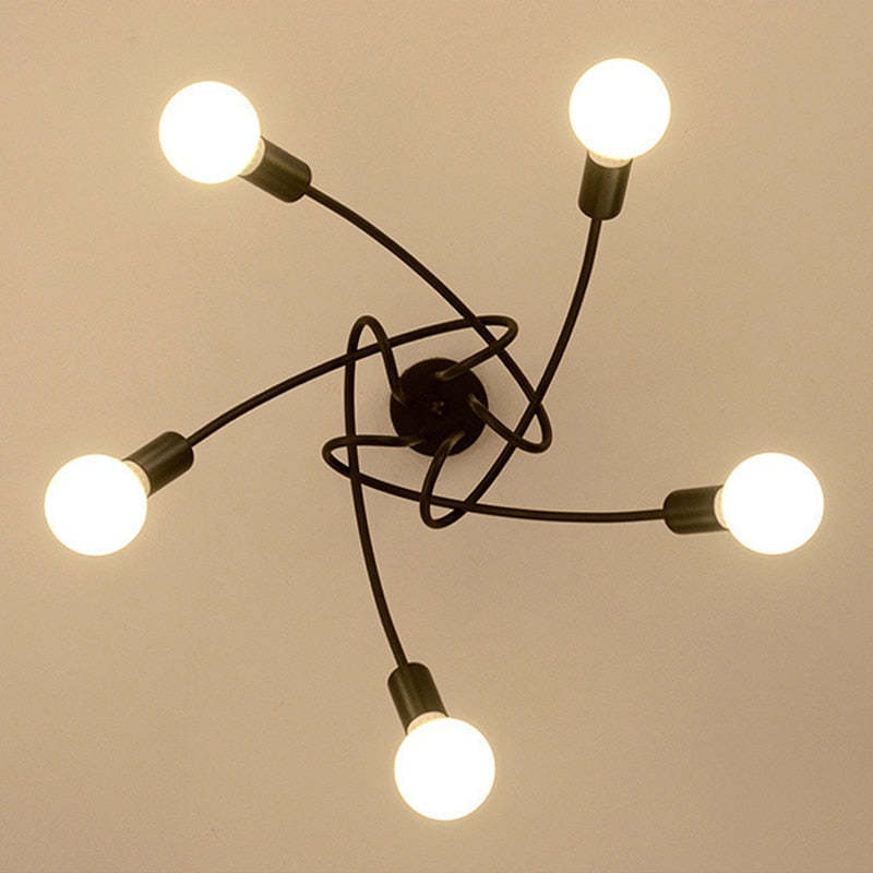 Valentina Moderne Lineaire Curve Plafondlampen Goud Zwart Woonkamer Slaapkamer