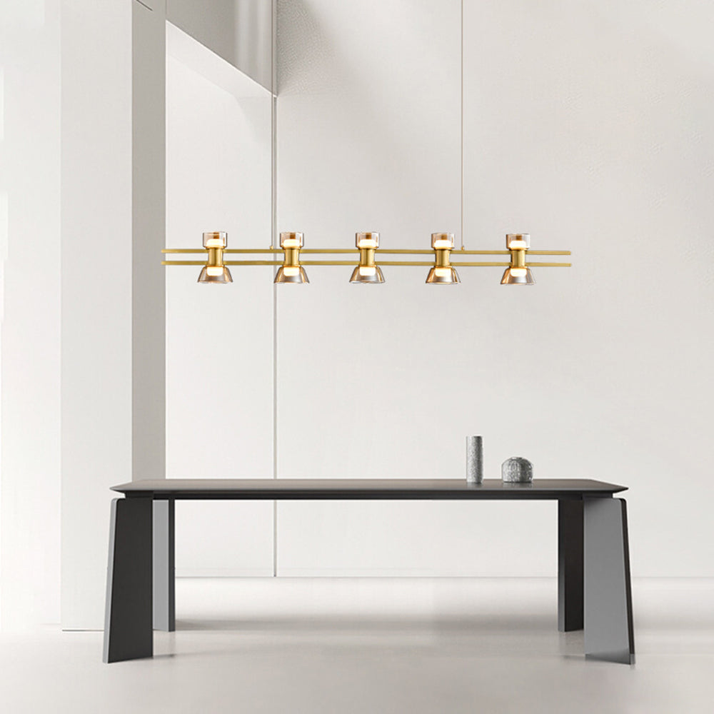 Evette Moderne Design Lineaire Hanglamp Metalen/Glas Zwart/Goud Eetkamer