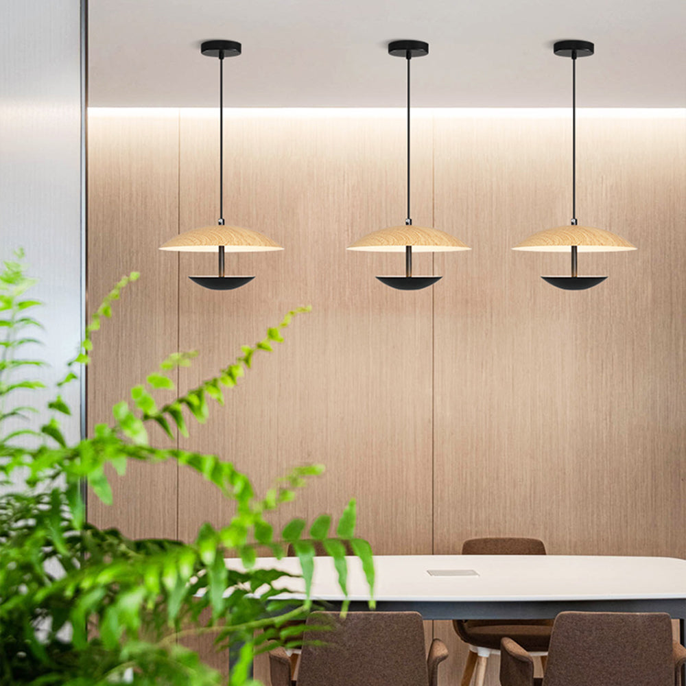 Carins Moderne Frisbee LED Hanglamp Metaal Hout/Bruin Slaap/Woon/Eetkamer