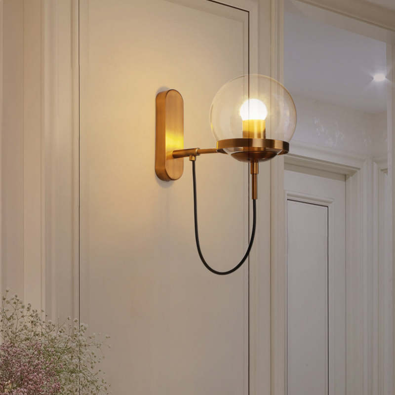 Alessio Retro Rustieke Glazen Design Wandlamp Zwart/Brons Woonk/Eetkamer