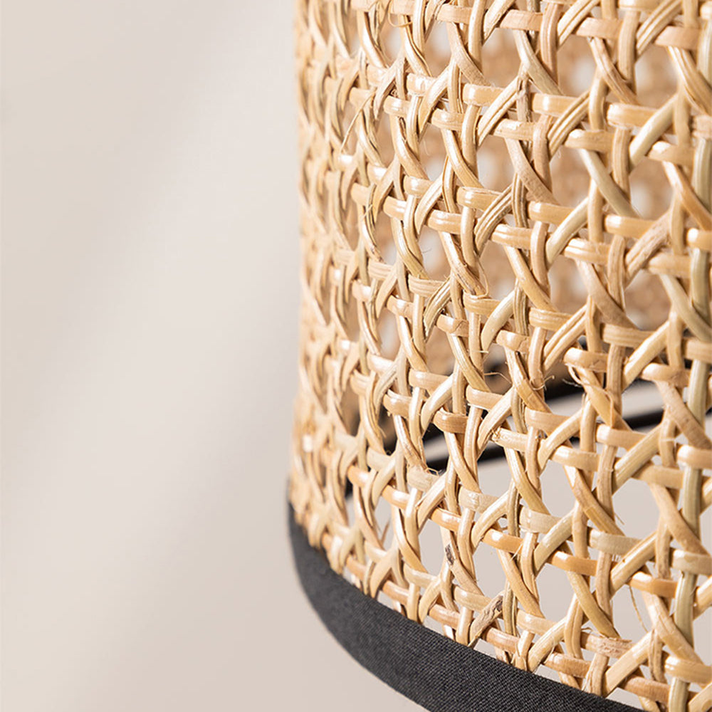 Ritta Design Ronde LED Vloerlamp Zwart Metaal Rotan Slaapkamer