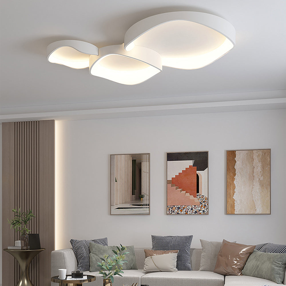 Arisha Modern Wave Flush Mount Ceiling Light, Living Room, White
