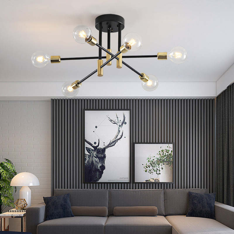 Valentina Moderne LED Plafondlamp Metaal/Glas Zwart/Goud Slaap/Woon/Eetkamer