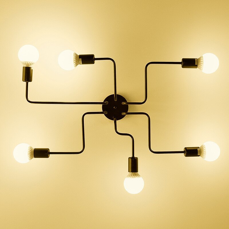 Vintage Moderne Minimalistische Industriële Metalen Plafondlamp Zwart
