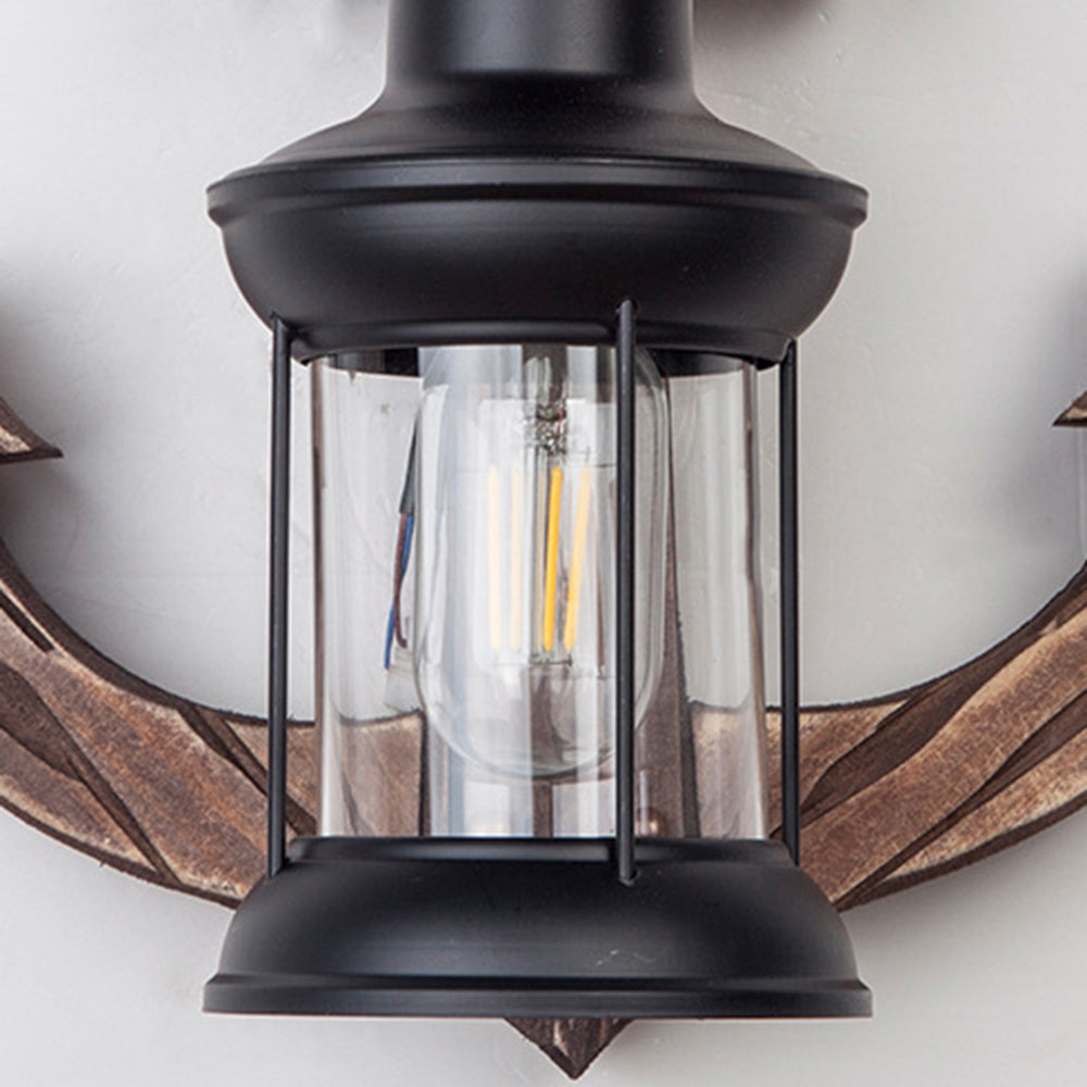 Alessio Wall Lamp Vintage Anchor Black Wooden, Living Room