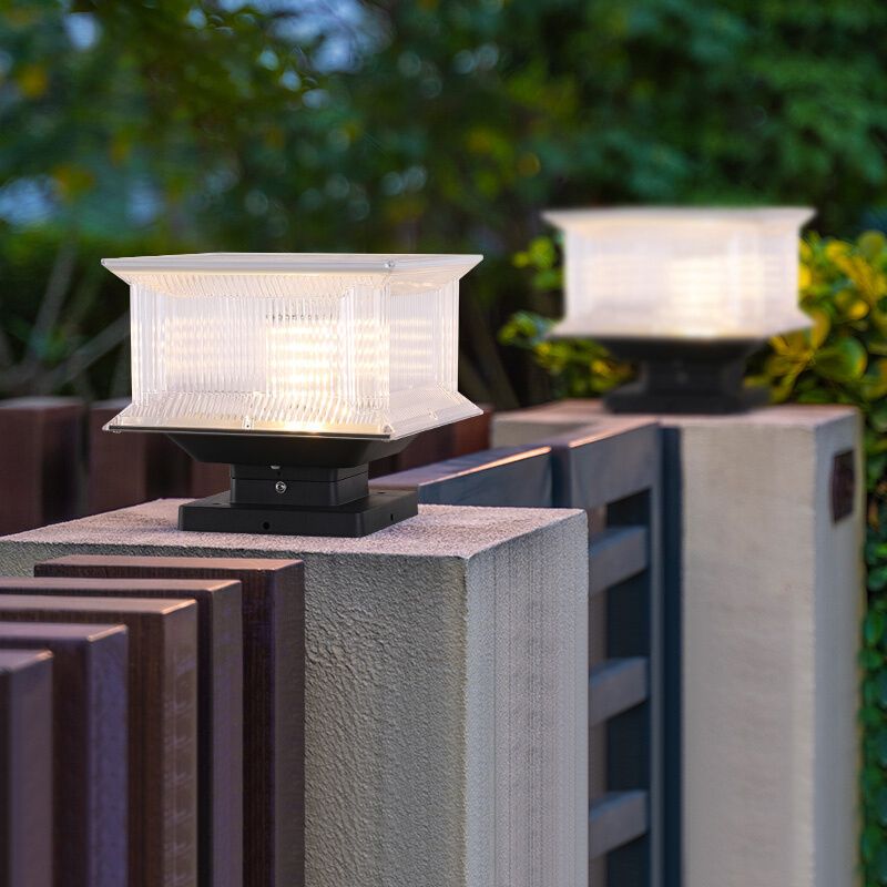 Riley Moderne LED Kubus Buitenlamp Zonne Metaal/Acryl Zwart Tuin/Stoeprand/Balkon