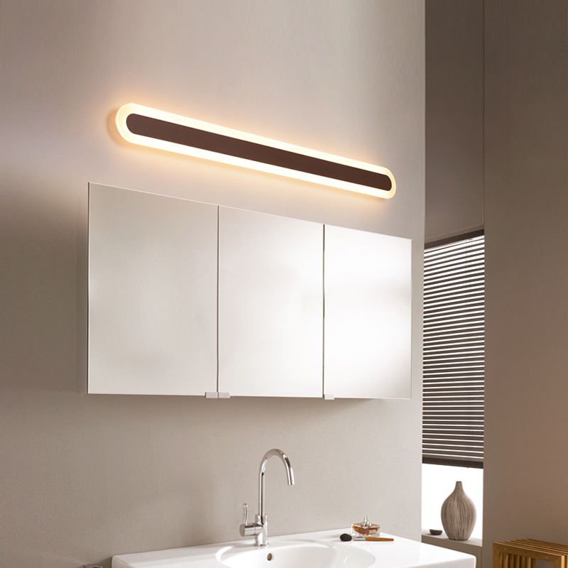 Edge Modern Linear Vanity Wall Lamp, White/Brown, Bathroom