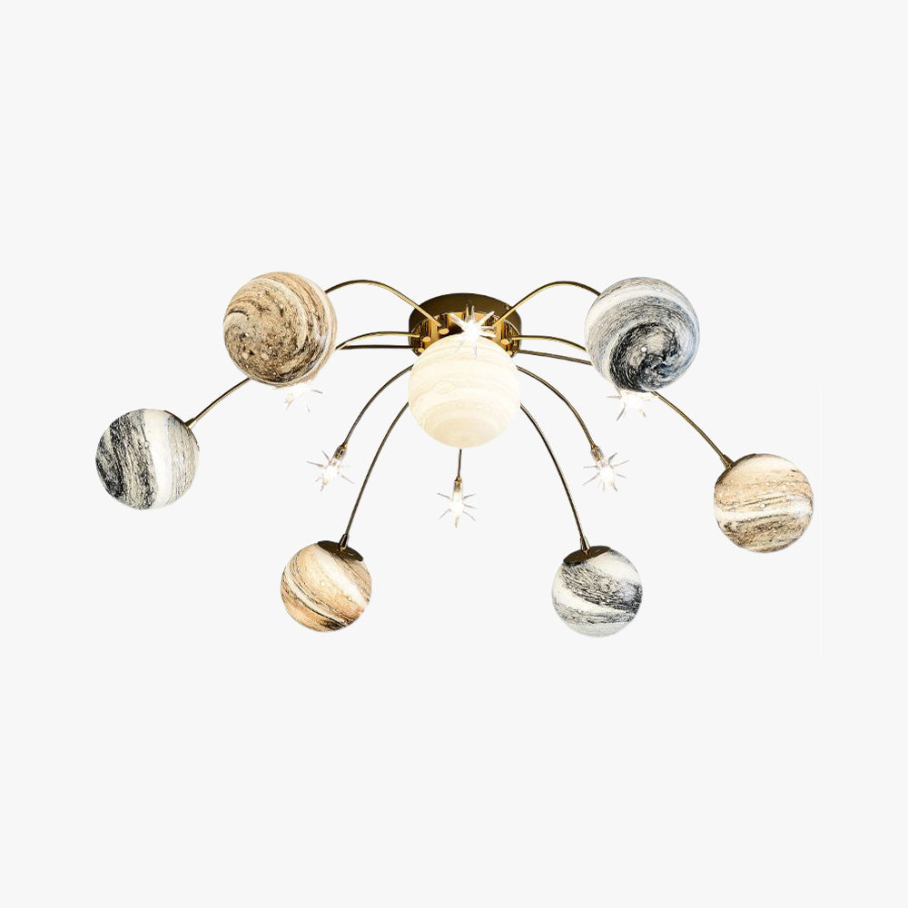 Elif Moderne Planet LED Binnen Plafondlamp Metaal Glas Slaapkamer