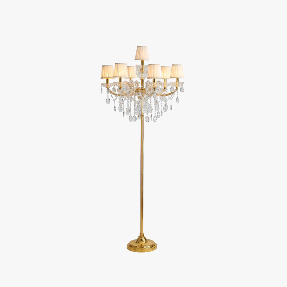 Carins Design Retro Kristallen Multi Head Metalen Stoffen Vloerlamp Goud Slaapkamer/Woonkamer