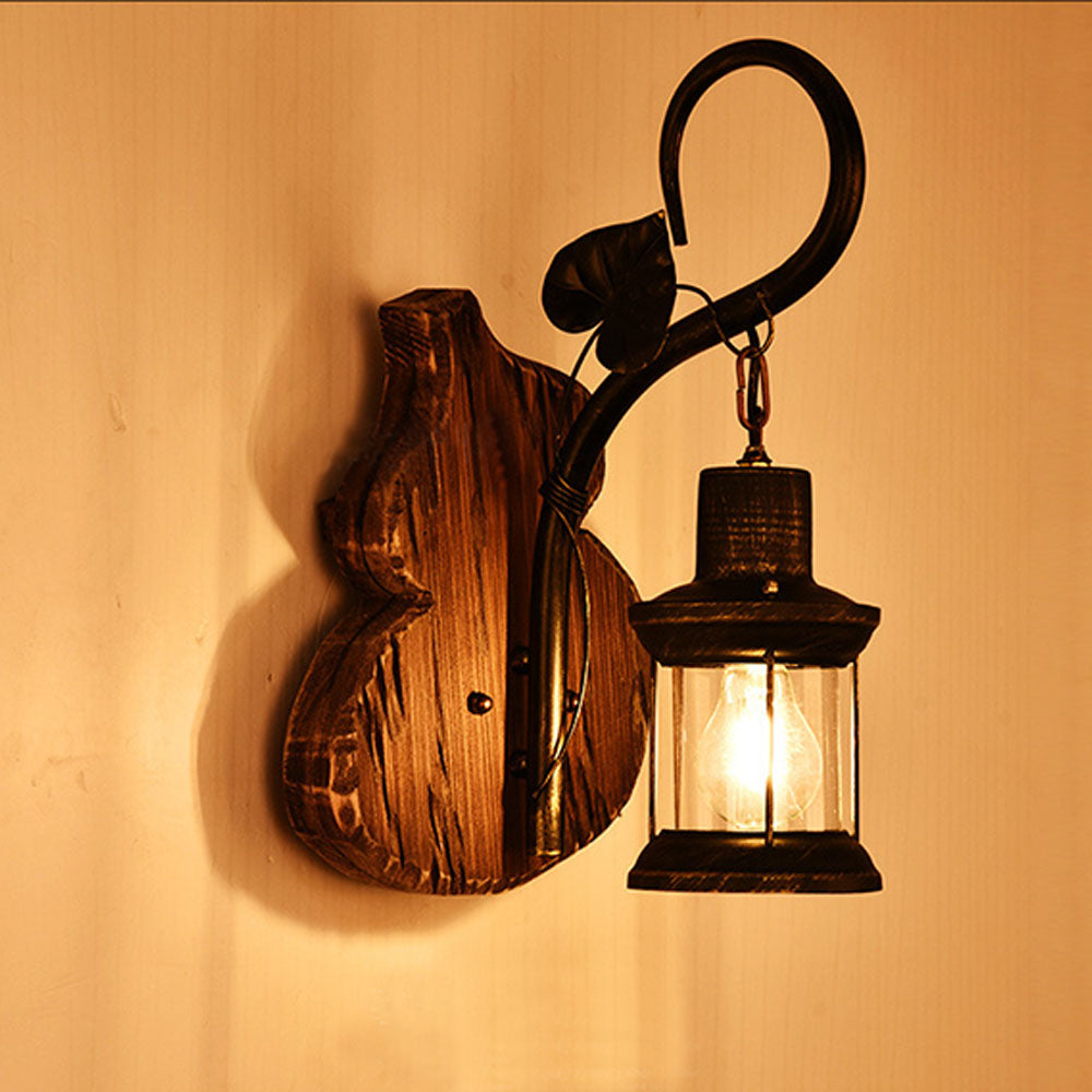 Austin Cucurbits/Kaars Vintage Wandlamp, Hout/Metaal, Woonk/Eetk/ Slaapkamer