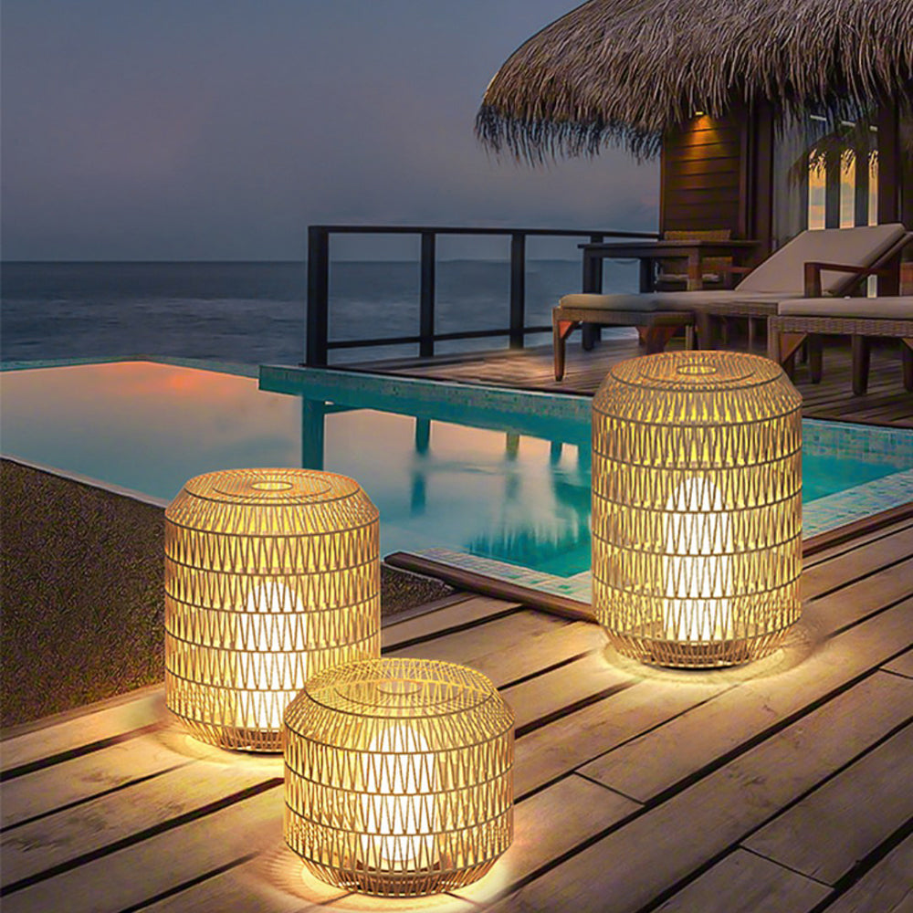 Ritta Vintage Design LED Buitenlamp Lantaarnvorm Rattan Buiten