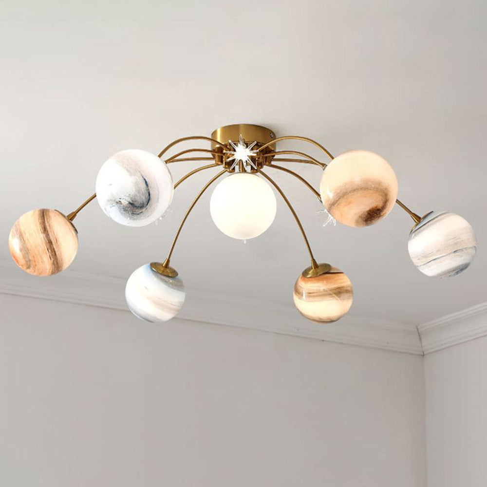 Elif Moderne Planet LED Binnen Plafondlamp Metaal Glas Slaapkamer