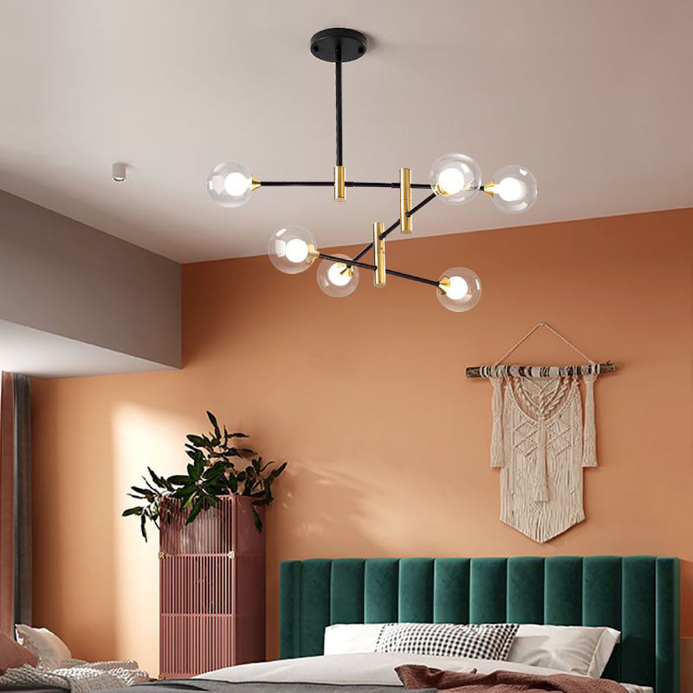 Valentina Moderne Design LED Nordic Bolvormige Kroonluchter Metaal/Glas Zwart/Goud Woon/Slaapkamer