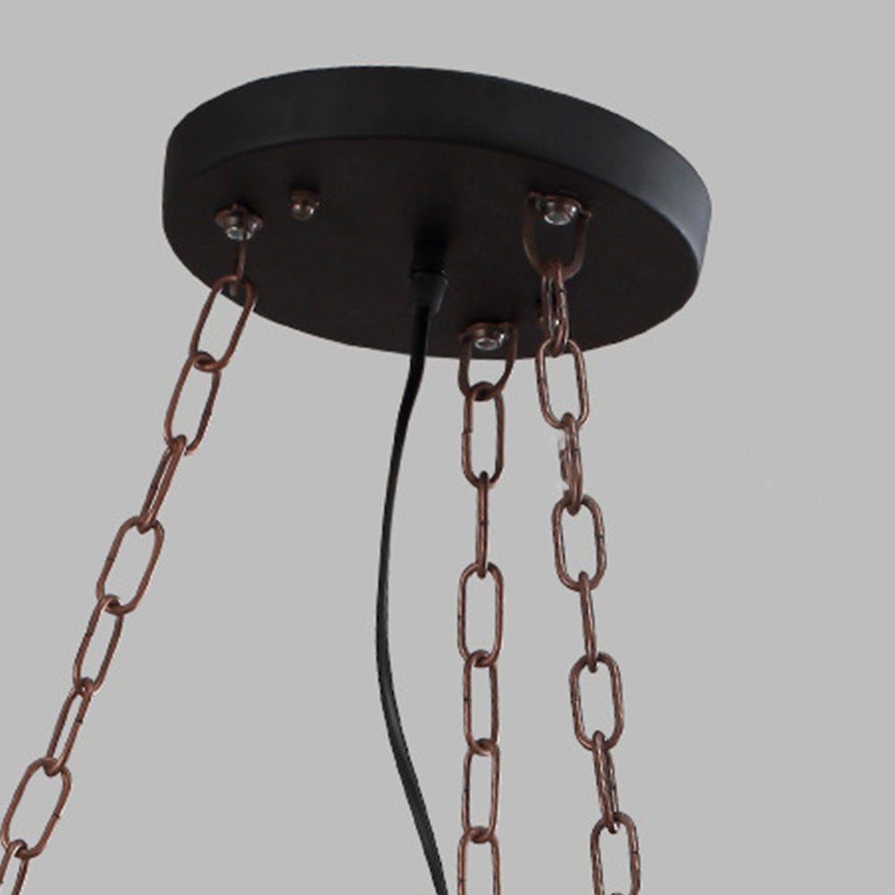 Austin Retro Rudder Metal & Wood Pendant Light, 6 Heads