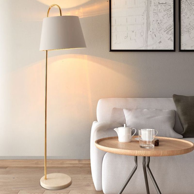 Eryn Moderne Cilinder Vloerlamp, Zwart/Wit, Metaal/Stof, Slaapkamer