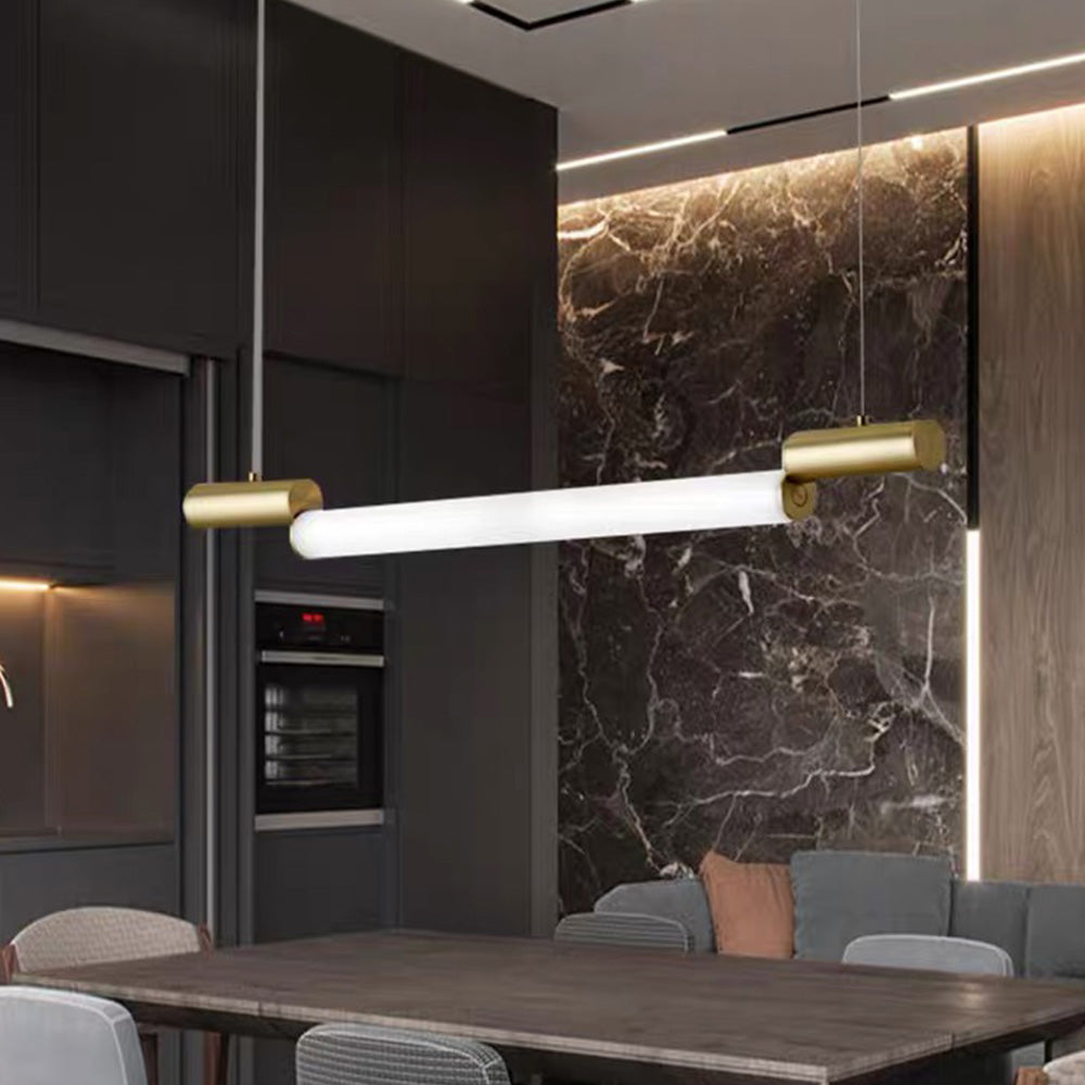 Edge Moderne Lineaire LED Hanglamp Wit Goud Metaal Acryl Eetkamer