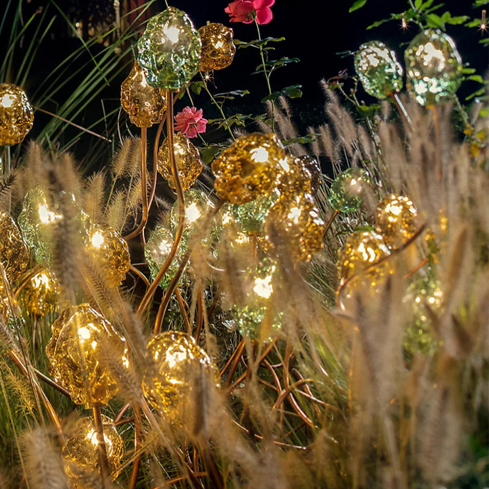 Bella Decoratieve Bloem LED Vloerlamp Goud Metaal/Glas Buiten