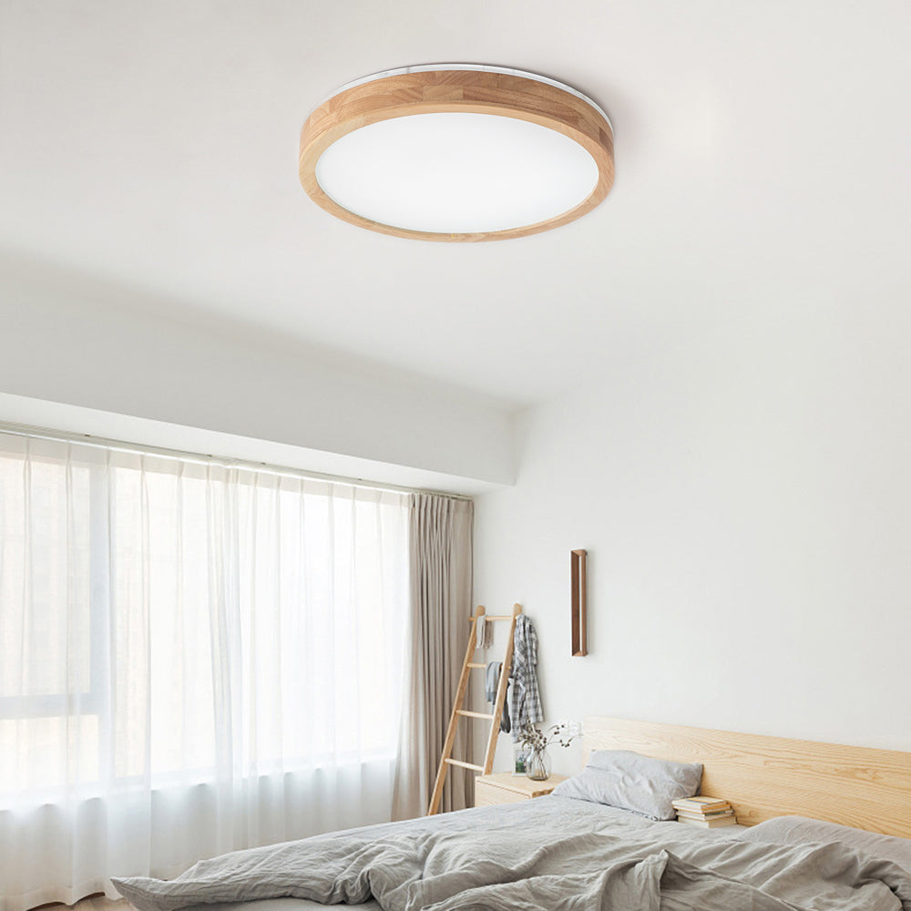 Ozawa Design Ronde LED Plafondlamp Hout Glas Woonkamer Slaapkamer