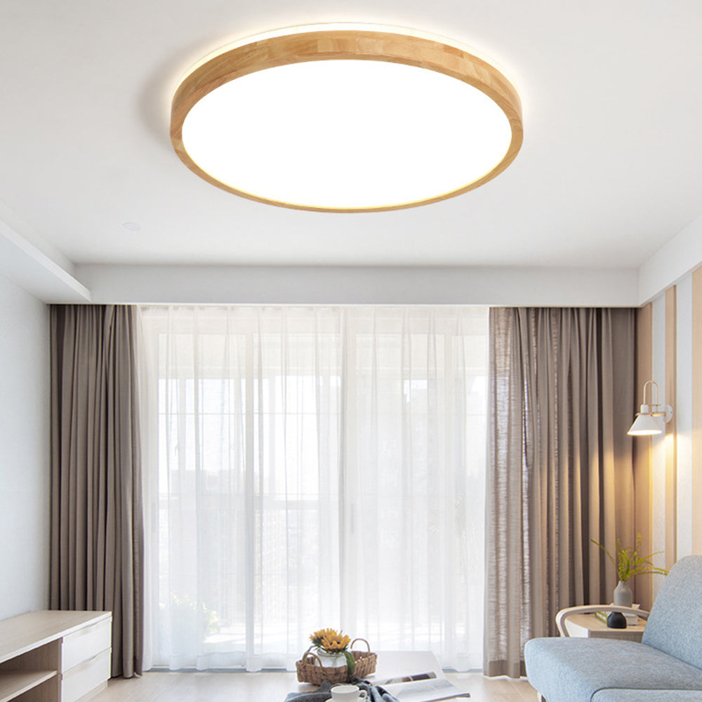 Ozawa Design Ronde LED Plafondlamp Hout Glas Woonkamer Slaapkamer