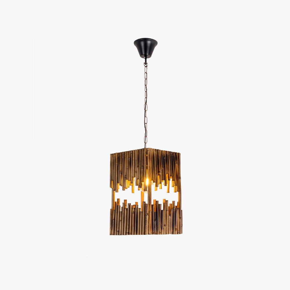 Austin Retro Rectangular Metal/Wood Pendant Light