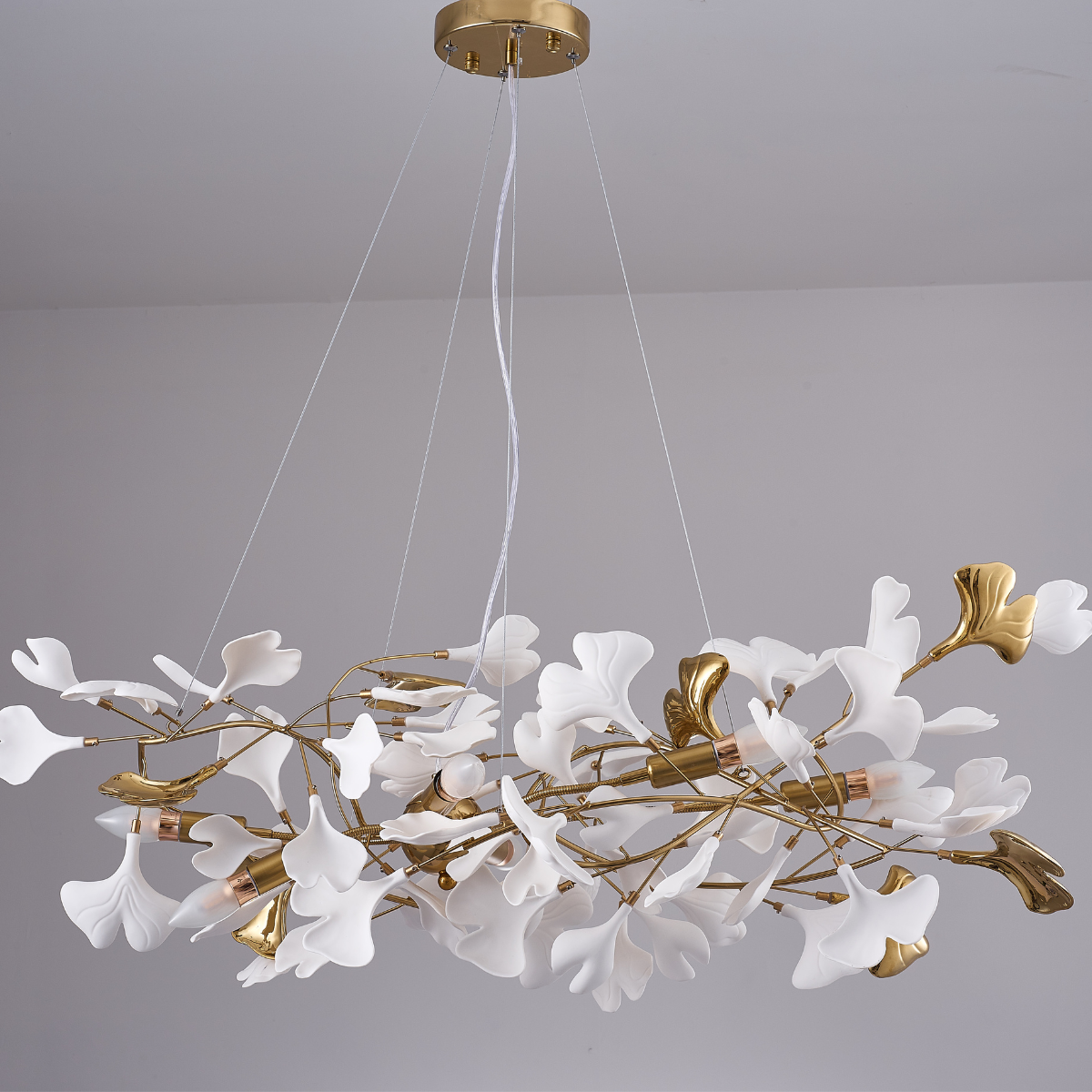 Olivia Design Ginkgoblad LED Kroonluchters Goud/Wit Metaal/Keramisch Slaap/Eet/Woonkamer