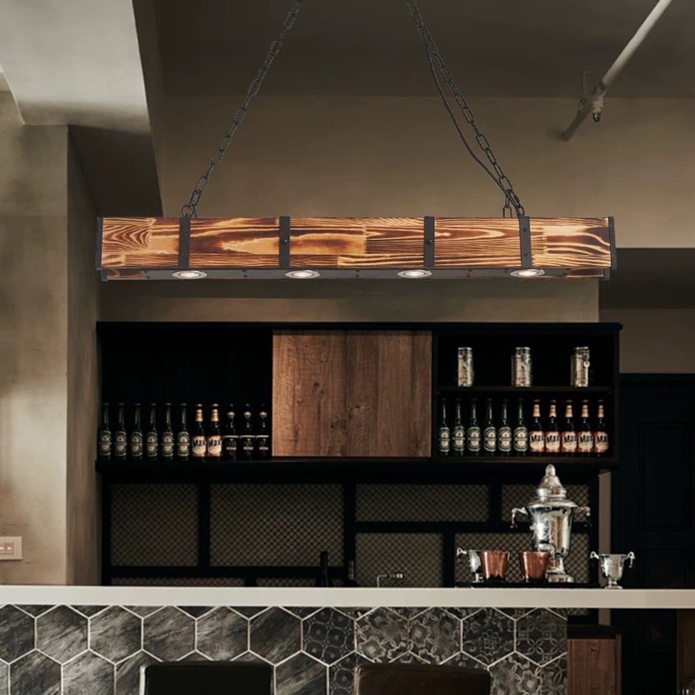 Alessio Industrie LED Hanglampen Zwart Metaal Hout Woonkamer Slaapkamer